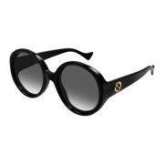 Gucci Oversized runda svarta GG solglasögon Black, Dam