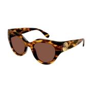 Gucci Cat-Eye Solglasögon med Knappdetalj Brown, Unisex