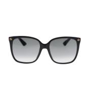 Gucci Trendiga Rektangulära Solglasögon med Metalllogga Black, Dam