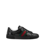 Gucci Svarta Ace Web-Detalj Sneakers Black, Dam