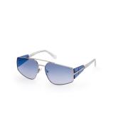 Guess Silverfärgade solglasögon med blå spegelglas Gray, Unisex