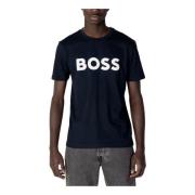 Hugo Boss Blått Tryck Kortärmad Herr T-shirt Blue, Herr