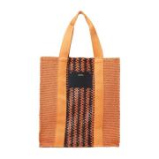 Isabel Marant Vävd bomullsblandning tote bag Orange, Dam