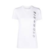 John Richmond Kontrast Sidoprint T-Shirt White, Dam