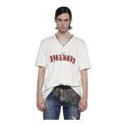 John Richmond Logo Print Bomull T-Shirt White, Herr