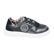Just Cavalli Logo Sneakers med Leopardtryck Interiör Black, Dam