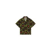 Kenzo Elegant kortärmad leopardmönstrad skjorta Green, Dam