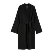 Max Mara Dubbel ullrock med mandarinkrage Black, Dam