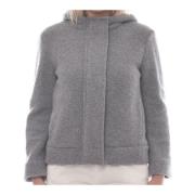 Max Mara Sherpa Ullblandning Kappa med Huva Gray, Dam