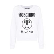 Moschino Dubbel Frågetecken Sweatshirt White, Dam