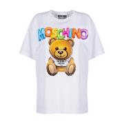 Moschino Oversize Uppblåsbar Teddy T-Shirt White, Dam