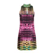 Moschino Ärmelös skiftklänning med grafiskt tryck Multicolor, Dam