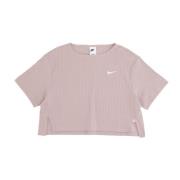 Nike Rib Jersey Top - Diffused Taupe/White Gray, Dam