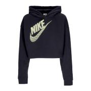 Nike Svart Sportkläder Fleece Crop Hoodie Black, Dam