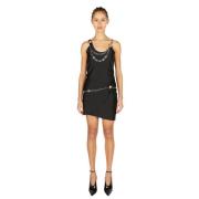 Paco Rabanne Futuristisk Chain Trim Mini Klänning Black, Dam