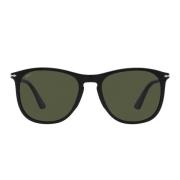 Persol Klassiska svarta solglasögon med gröna linser Black, Unisex