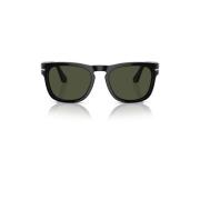 Persol Premium Acetat Solglasögon med Fyrkantig Båge Black, Unisex