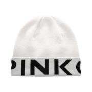 Pinko Stor Logo Stickad Mössa White, Unisex