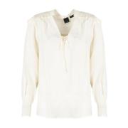 PINKO Enkel V-Hals Blus White, Dam