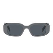 Prada Rektangulära solglasögon med grå ram och svarta kanter Gray, Uni...