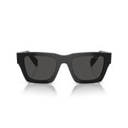 Prada Solglasögon med kuddform och mörkgråa linser Black, Unisex