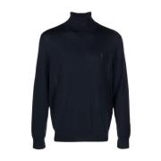 Ralph Lauren Navy Wool Rollneck Sweater Blue, Herr