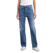 Replay High Waist Straight Jeans för Kvinnor Blue, Dam