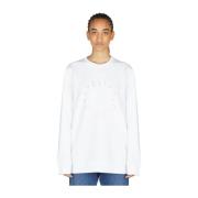 Stella McCartney Bomulls Rhinestone Logo Sweatshirt White, Dam