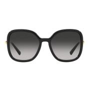 Tiffany Oversized Fyrkantiga Solglasögon med Guld Metallarmar Black, D...