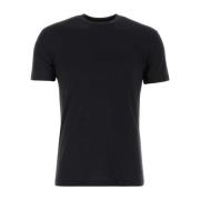 Tom Ford Svart Lyocell Blandning T-Shirt, Modern Stil Black, Herr
