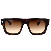 Tom Ford Geometriska solglasögon med T-logotyp Brown, Unisex