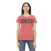 Trussardi Rosa Bomull Kortärmad T-shirt med Framsida Tryck Pink, Dam