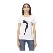 Trussardi Vit Bomull T-shirt med Kort Ärm och Framtryck White, Dam
