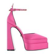 Versace Siden Satin Pumps Pink, Dam
