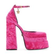 Versace Sammet Fuchsia Medusa Pump Pink, Dam