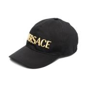 Versace Svart Broderad Logobasebollkeps Black, Herr