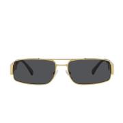 Versace Rektangulära solglasögon med mörkgrå lins och guldram Yellow, ...