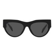 Versace Solglasögon med oregelbunden form, mörkgrå lins och svart båge...