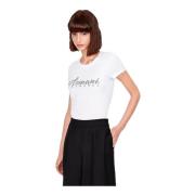 Armani Exchange Vit Tryckt T-shirt för Kvinnor White, Dam