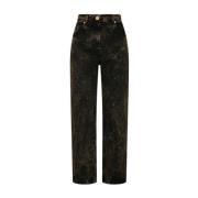 Balmain Straight Jeans Lavado Uppgradera Samling Brown, Dam