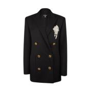 Balmain Svart Blazer Väst med Bröst Smycken Black, Dam