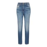 Balmain Slim-fit denim jeans med gyllene detaljer Blue, Dam