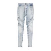 Balmain Cotton slim-fit jeans with straps Blue, Herr