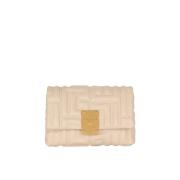 Balmain 1945 Soft mini bag in quilted leather Beige, Dam