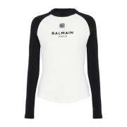Balmain Retro PB bouclette jersey jumper White, Dam