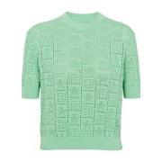 Balmain Monogramstickad tröja Green, Dam