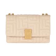 Balmain 1945 Soft small bag in quilted leather Beige, Dam