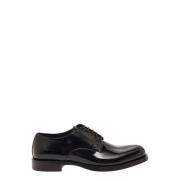 Dolce & Gabbana Svarta Läderplatta Skor för Män Black, Herr