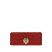 Dolce & Gabbana Röd Logo-Plaque Läder Clutch Väska Red, Dam