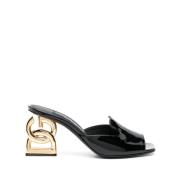Dolce & Gabbana Svarta sandaler med logohäl Black, Dam